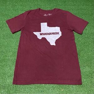 WHATABURGER TEXAS T-Shirt Maroon Size Small Official Merchandise Tumbleweed